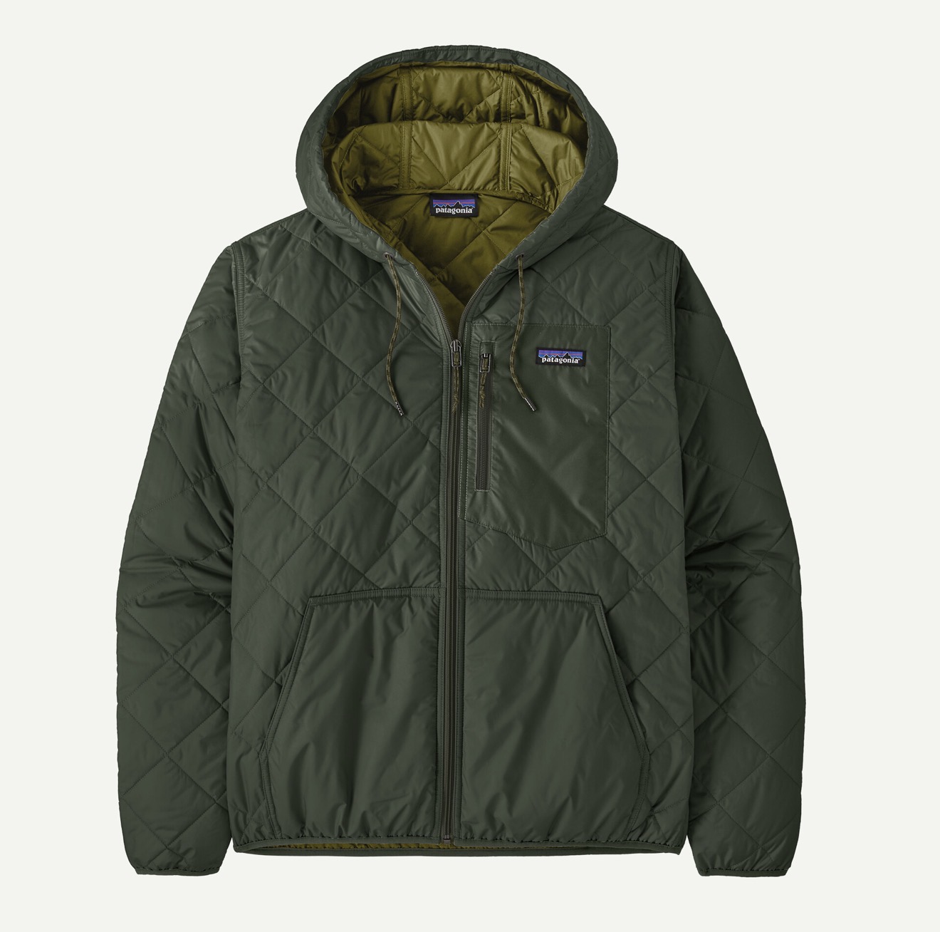 Patagonia M's Diamond Quilted Bomber Hoody - Old Growth Green - Large